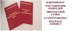 До завершения приема заявлений на замену удостоверений многодетной семьи единого образца осталось 2 недели!