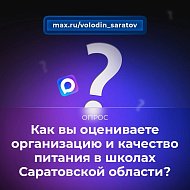 В канале «Володин Саратов» в МАХ идет опрос на тему организации и качества питания в школах Саратовской области.